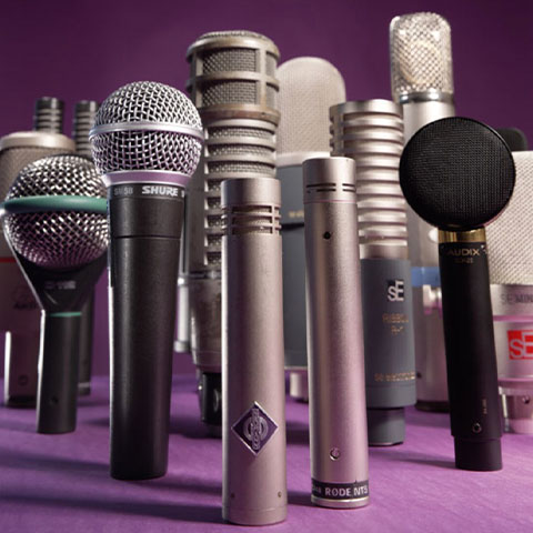 Assorted professional microphones display - Seven Plus UAE