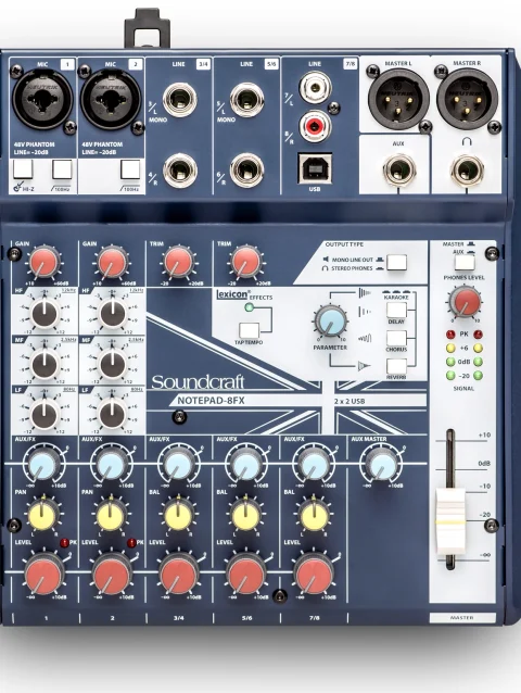 Soundcraft Notepad 8 Small-format Analog Mixing Console with USB I/O and Lexicon Effects