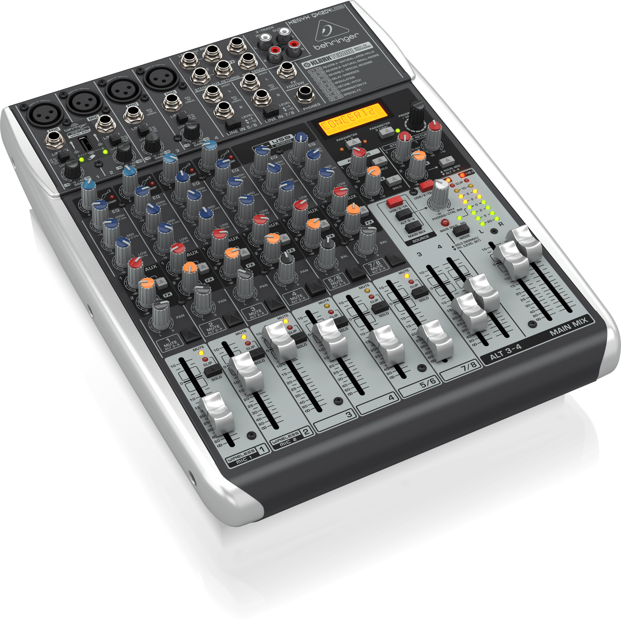Behringer Xenyx QX1204USB Premium 12-Input 2/2-Bus Mixer with XENYX Mic Preamps and Compressors, Klark Teknik Multi-FX Processor, Wireless Option and USB/Audio Interface - Image 2