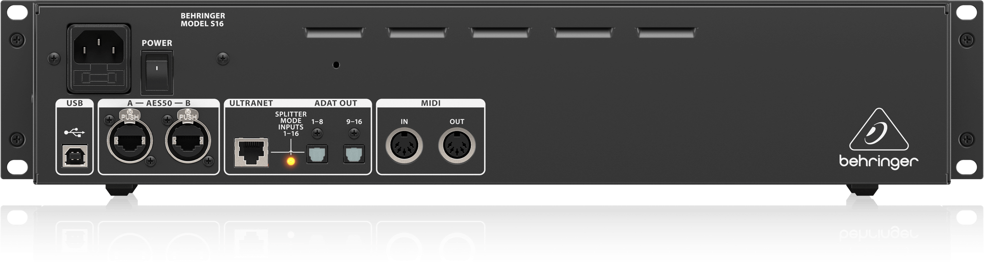 Behringer S16 I/O Box with 16 Remote-Controllable Midas Preamps, 8 Outputs and AES50 Networking featuring Klark Teknik SuperMAC Technology - Image 3